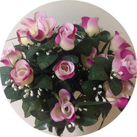 Букет роз с гипсофилой арт.2994; h=48 см; 16 голов; цвет бело-фиолетовый Цена 490.00 руб