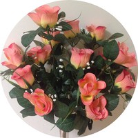 Букет роз с гипсофилой арт.2994; h=48 см; 16 голов; цвет персиковый Цена 490.00 руб