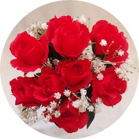Букет роз с гипсофилой арт. 6860; h=47 см; 9 веток; цвет - красный Цена 920.00 руб