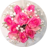 Букет роз с гипсофилой арт. 6860; h=47 см; 9 веток; цвет - ярко-розовый Цена 920.00 руб