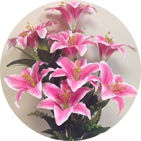 Букет лилий арт. 7378; h=68 см; 13 веток; 10 цветков; 3 бутона; цвет розовый Цена 700.00 руб