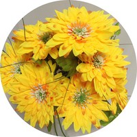 Букет гербер арт.1208;  h=47 см; 9 голов; d цветка = 15 см; цвет желтый Цена 410.00 руб